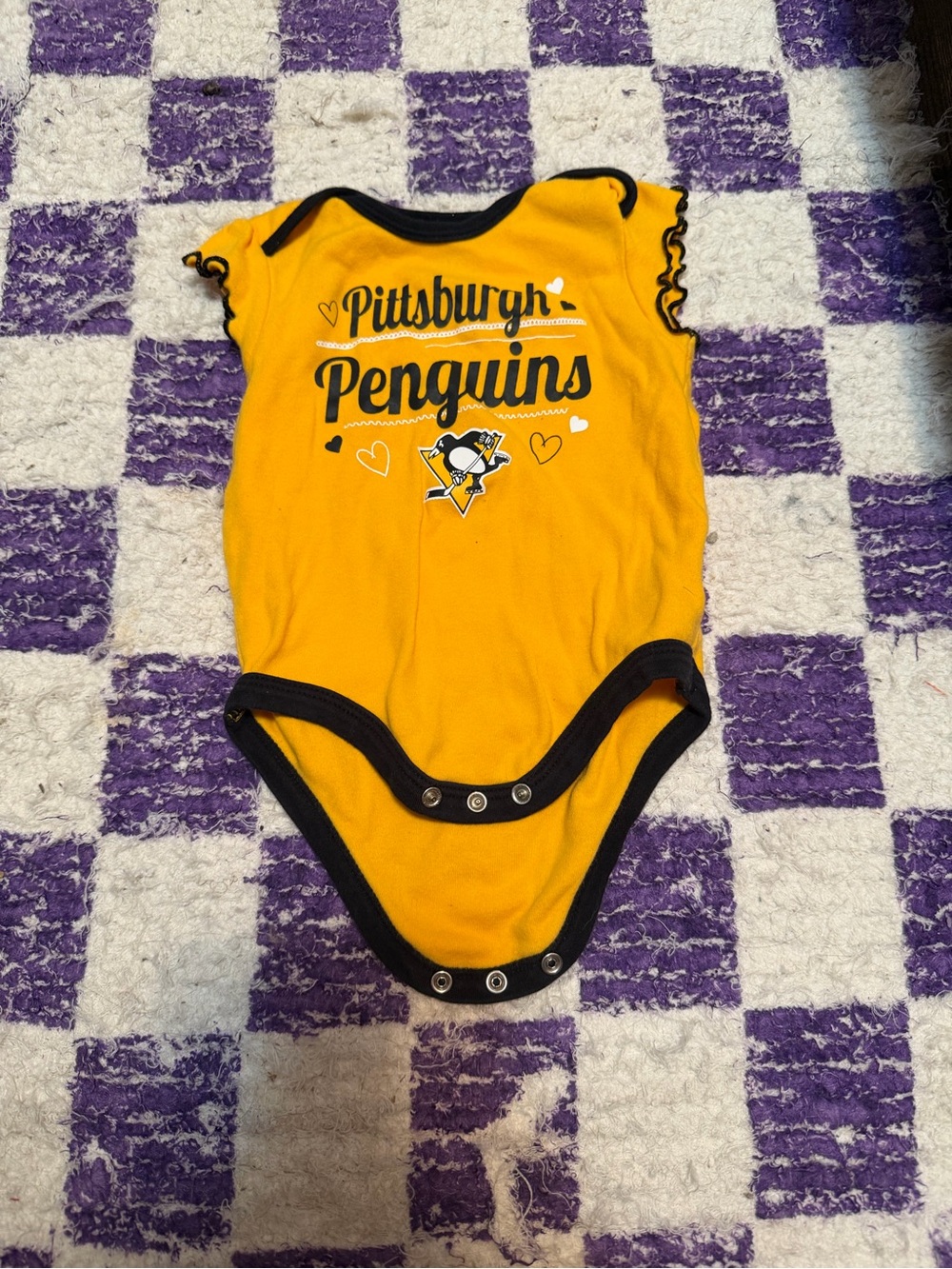 NHL Pittsburgh Penguins Yellow and Black Baby Onesie - Picture 1 of 2